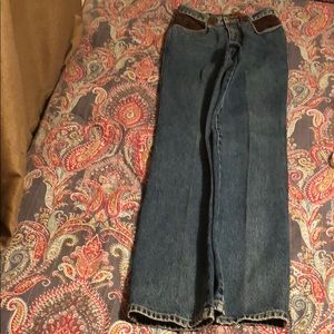 Vintage Lawman Jeans W/ Brown Suede front & back